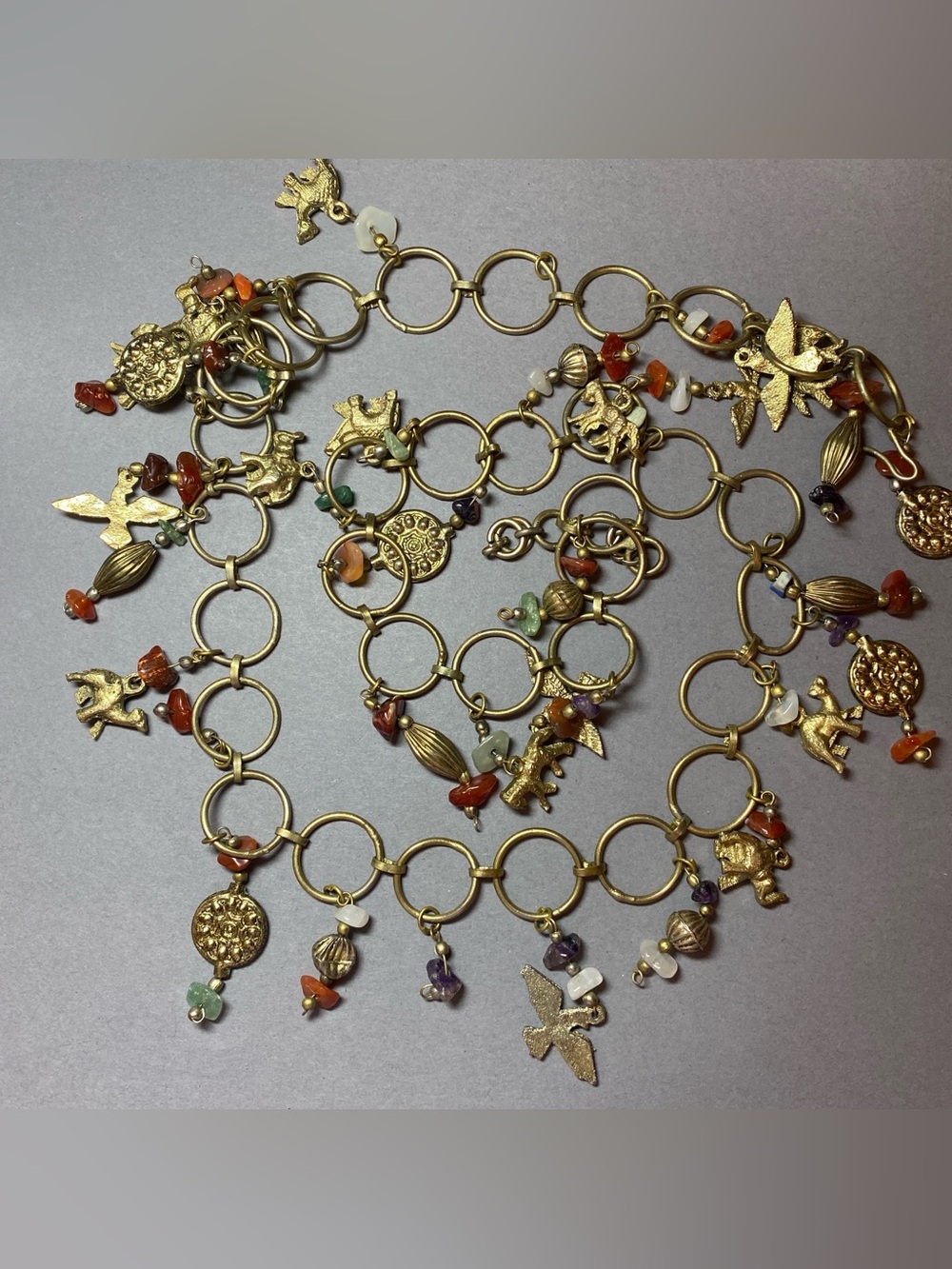 1970s groovy animal gemstone belt /necklace